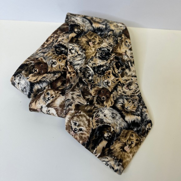 Tango by Max Raab Other - Tango by Max Raab Mens Dog Breed Print Cotton Necktie Brown Tan Made in USA N81